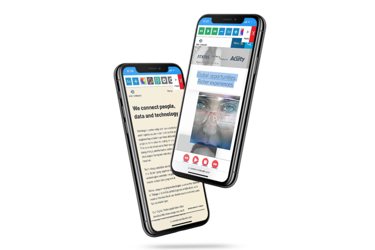 Mobiles with SNC Lavalin website using the Recite Me assistive toolbar