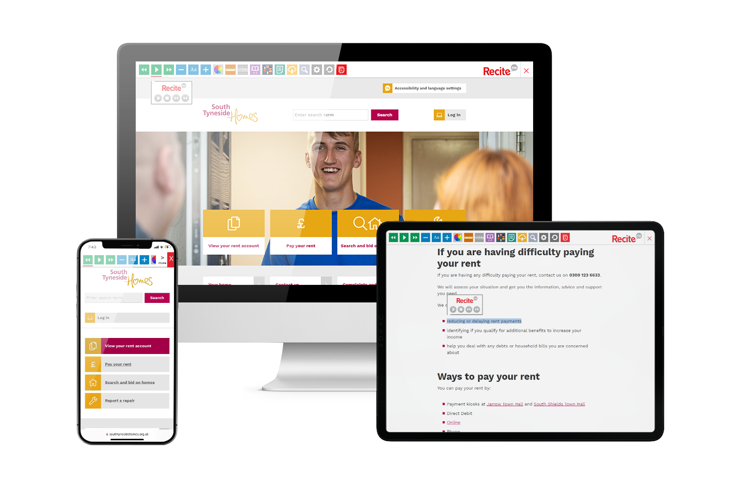 South Tyneside Homes Accessible Website Recite Me