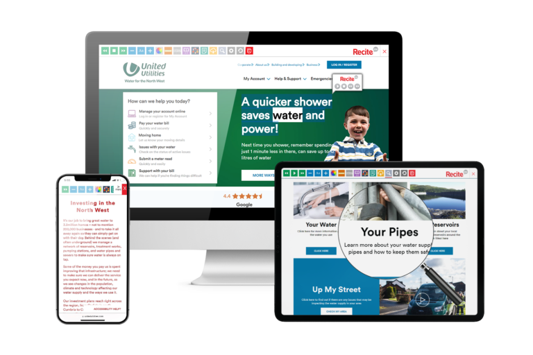 United Utilities Accessible site Recite Me