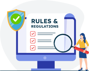 illustration of a computer showing rules and regulations