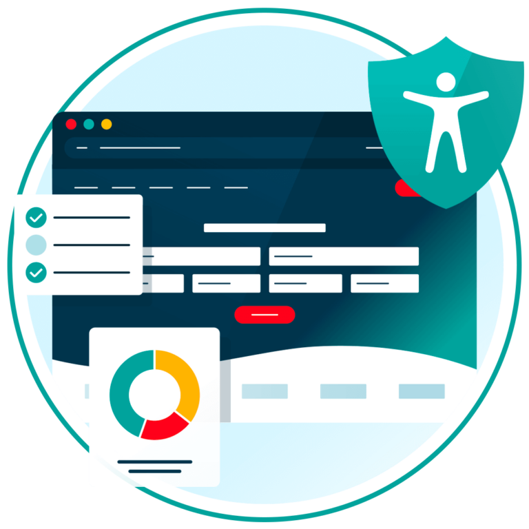 A website with a checklist, showing the data increase and an accessibility icon