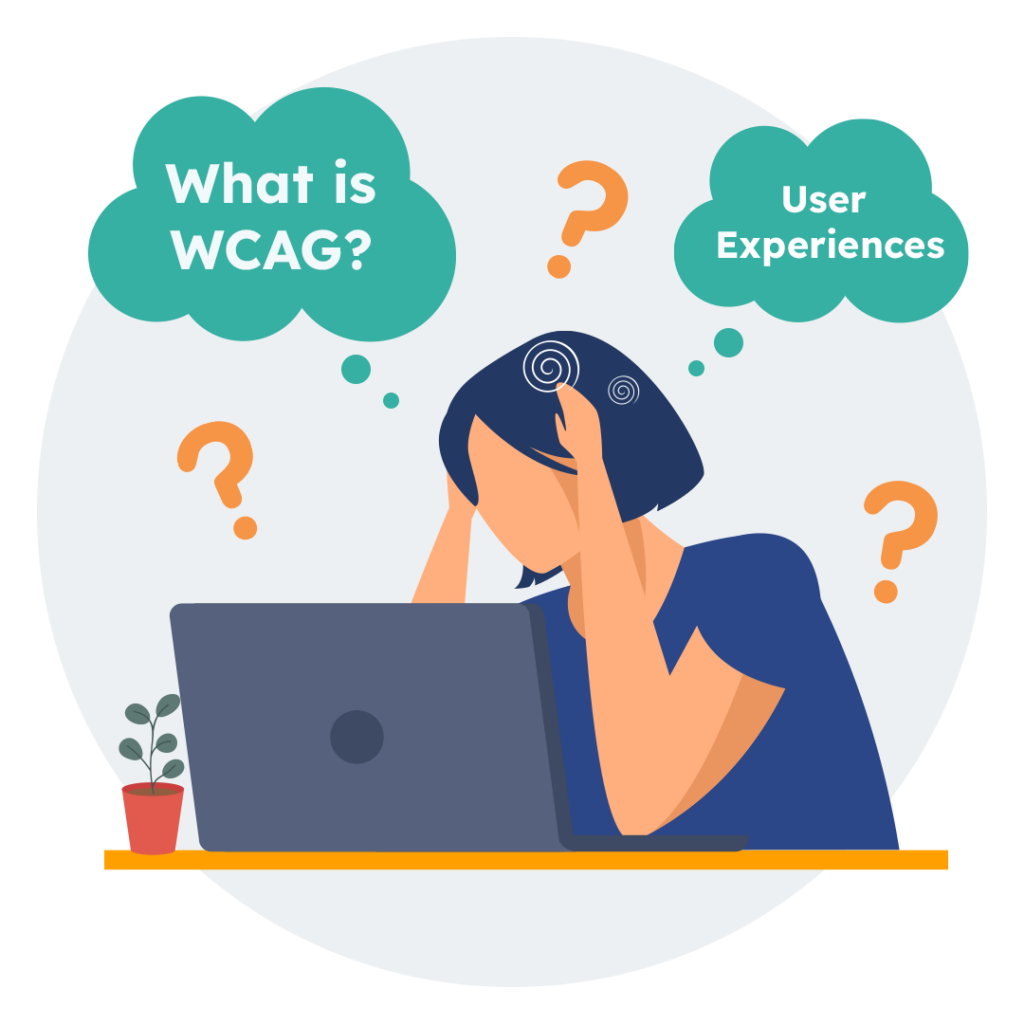 Person around a computer confused about wcag