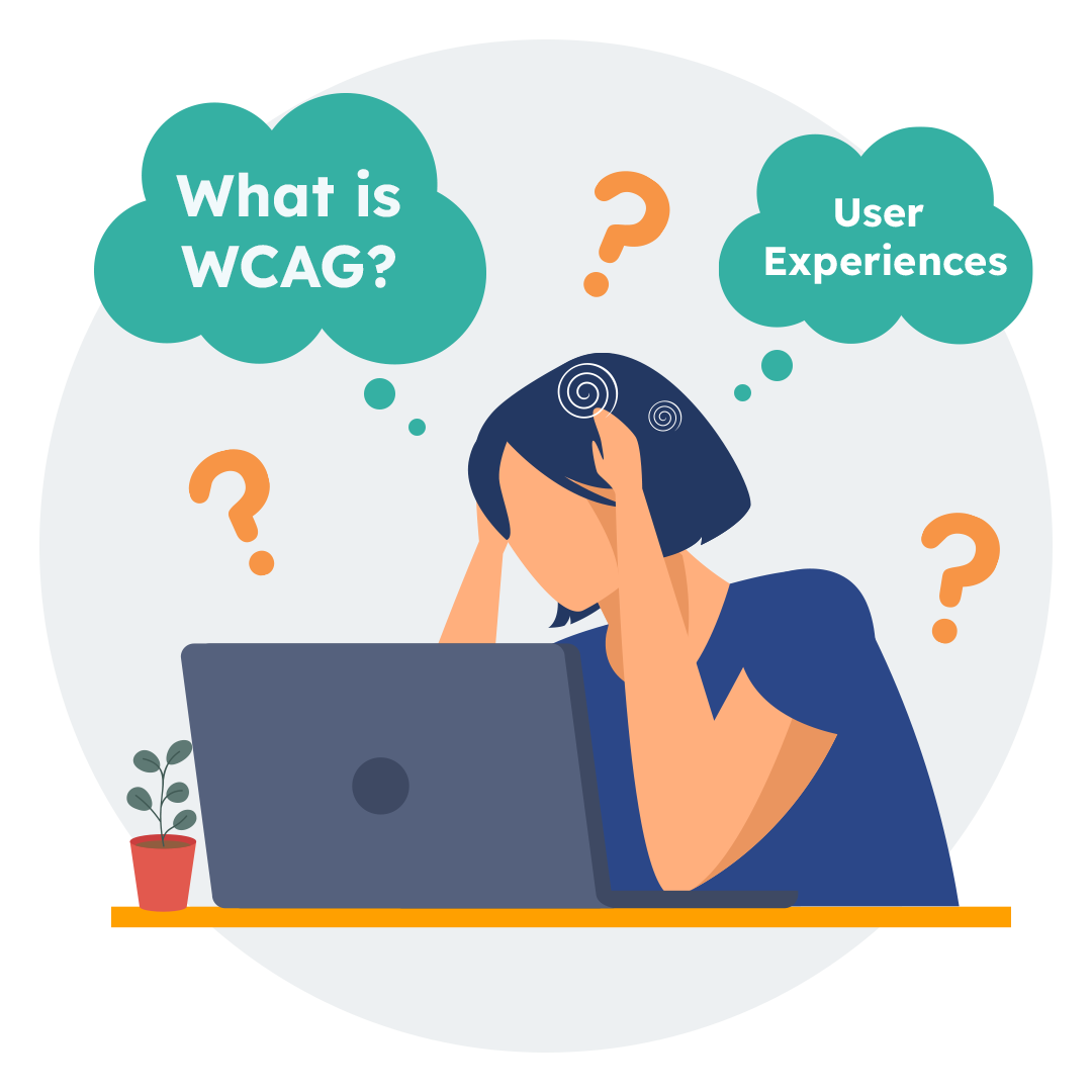 Person around a computer confused about wcag