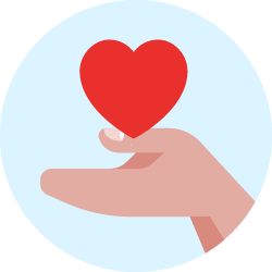 caring hand holding a heart