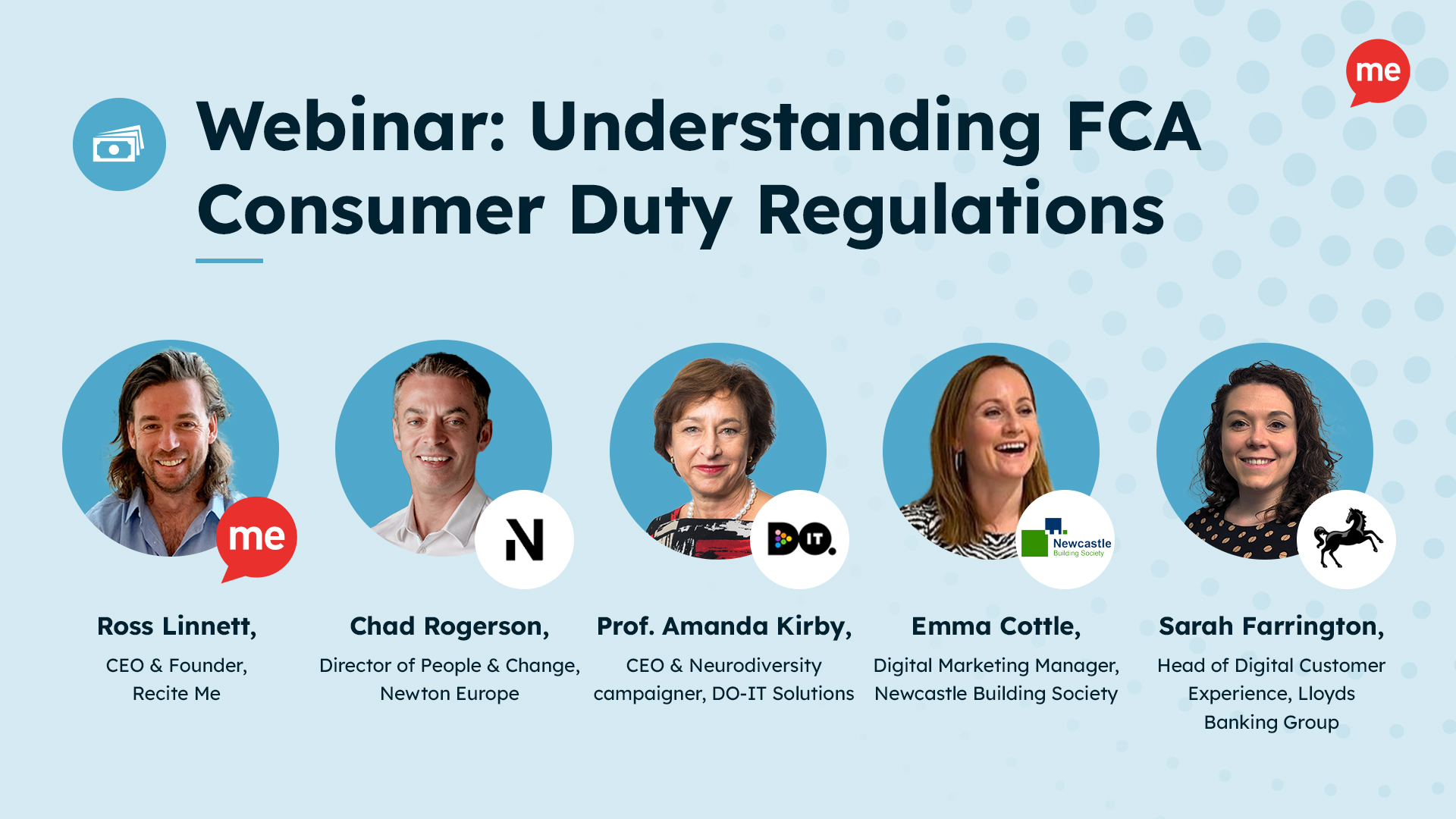 Webinar, Understanding FCS Consumer Duty Regulations and Addressing Vulnerable Customers, panellists photos