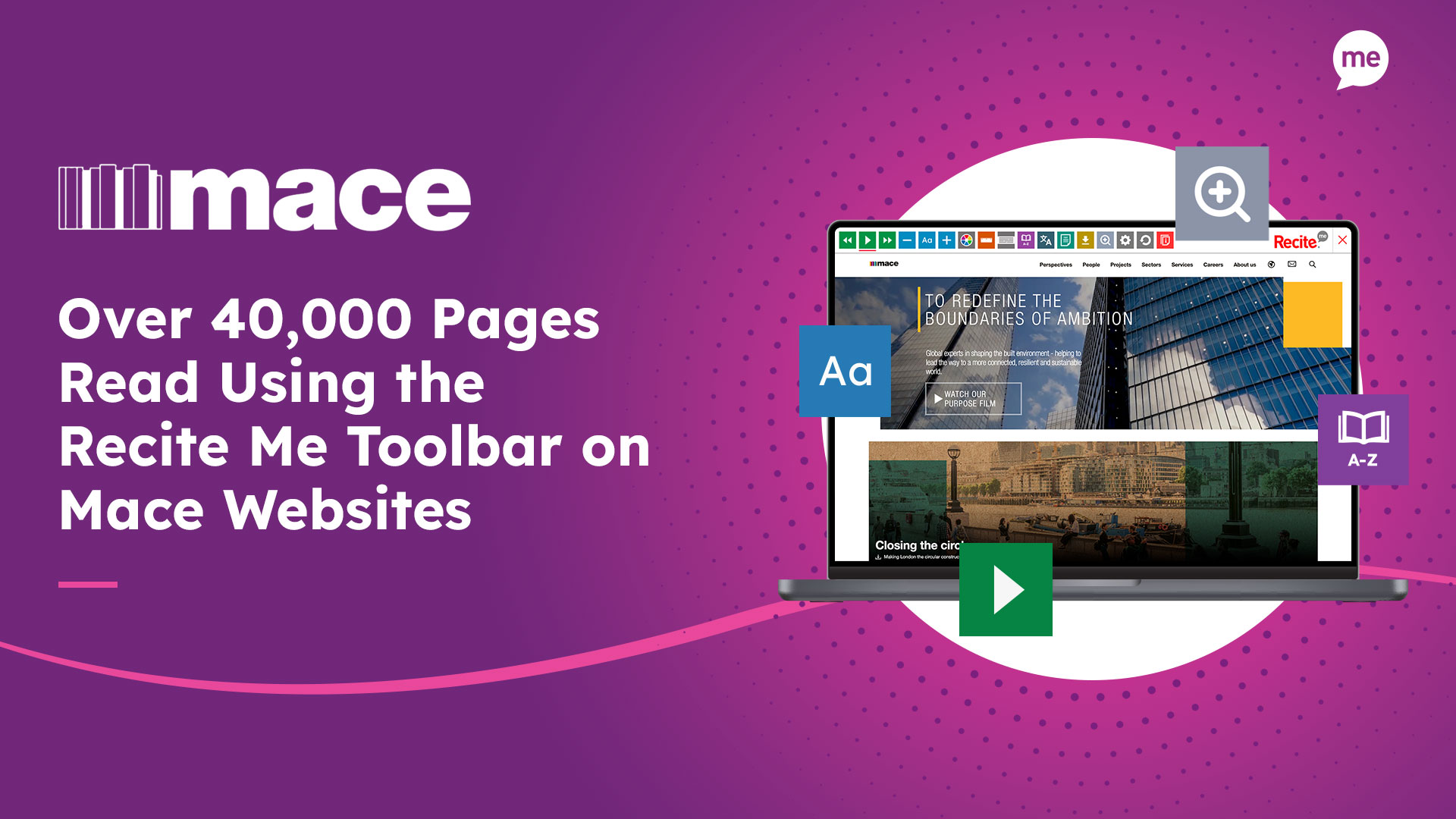 Over 40,000 Pages Read Using the Recite Me Toolbar on Mace Websites.