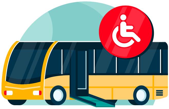 decorative bus illustration with disability icon