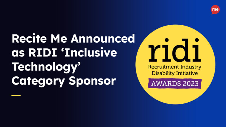 Recite Me announced as RIDI Inclusive Technology Category Sponsor