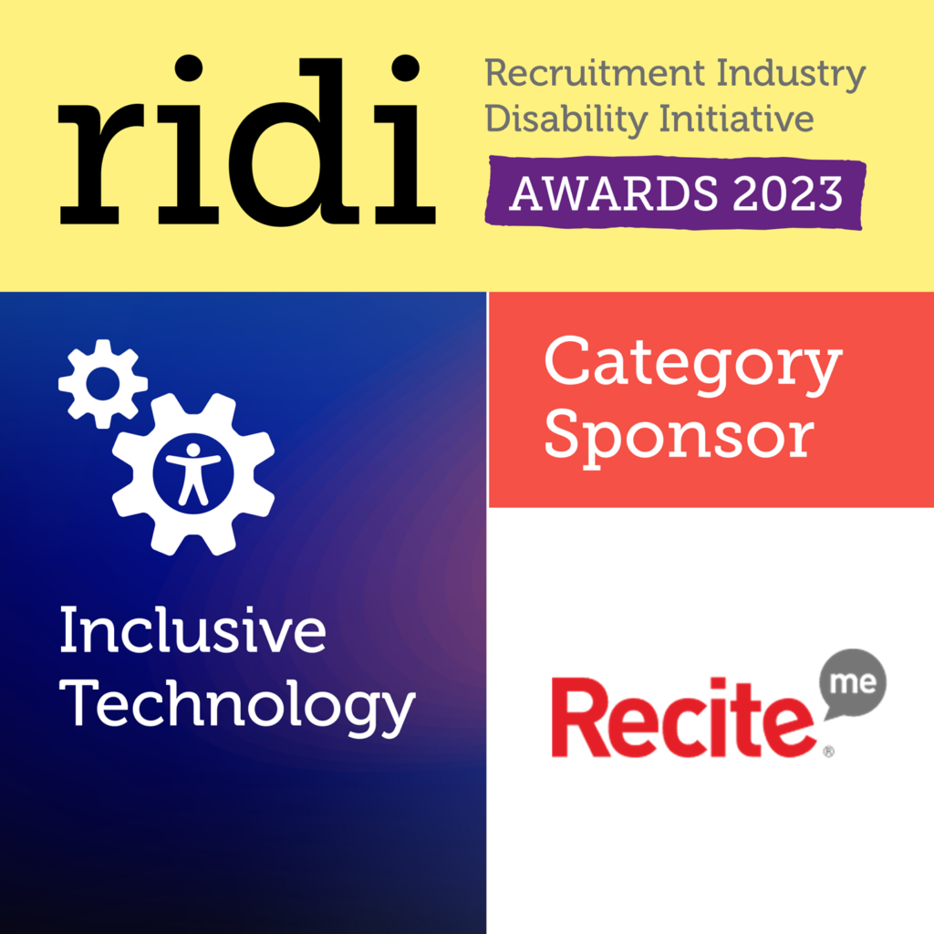 badge certifying Recite Me as an Inclusive Technology category sponsor of the RIDI awards