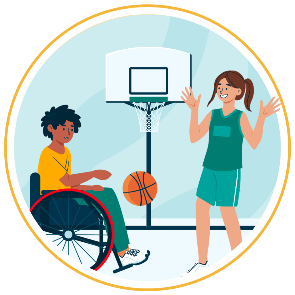 Disabled person playing basketball