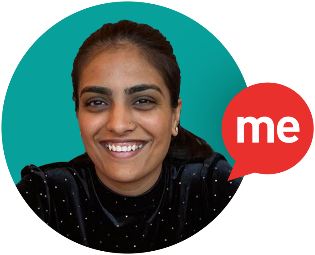 headshot of Avneet smiling into the camera with the Recite Me logo placed to her side
