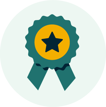 Brand icon of a rosette with a star