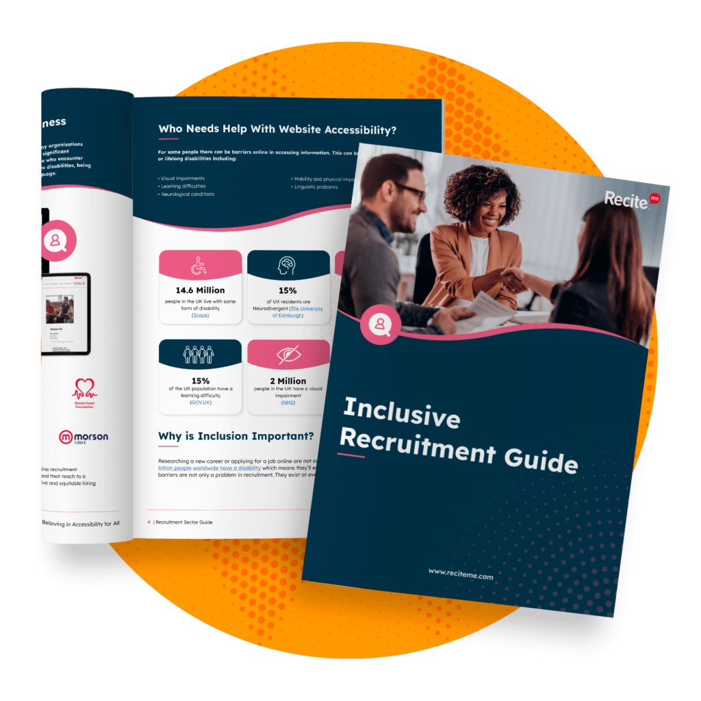 illustration of the front cover and intro page of the Inclusive Recruitment Guide