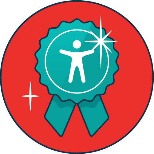 Winning rosette with anaccessibility symbol