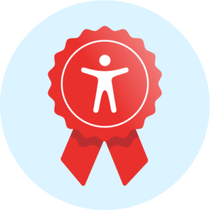 Winning rosette with anaccessibility symbol