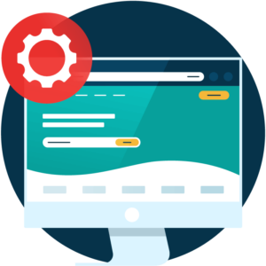 Website open on a computer screen with a settings icon