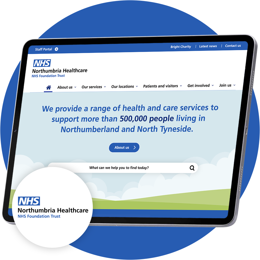 Mock-up of the Recite Me toolbar on the Northumbria Healthcare NHS Foundation Trust website.