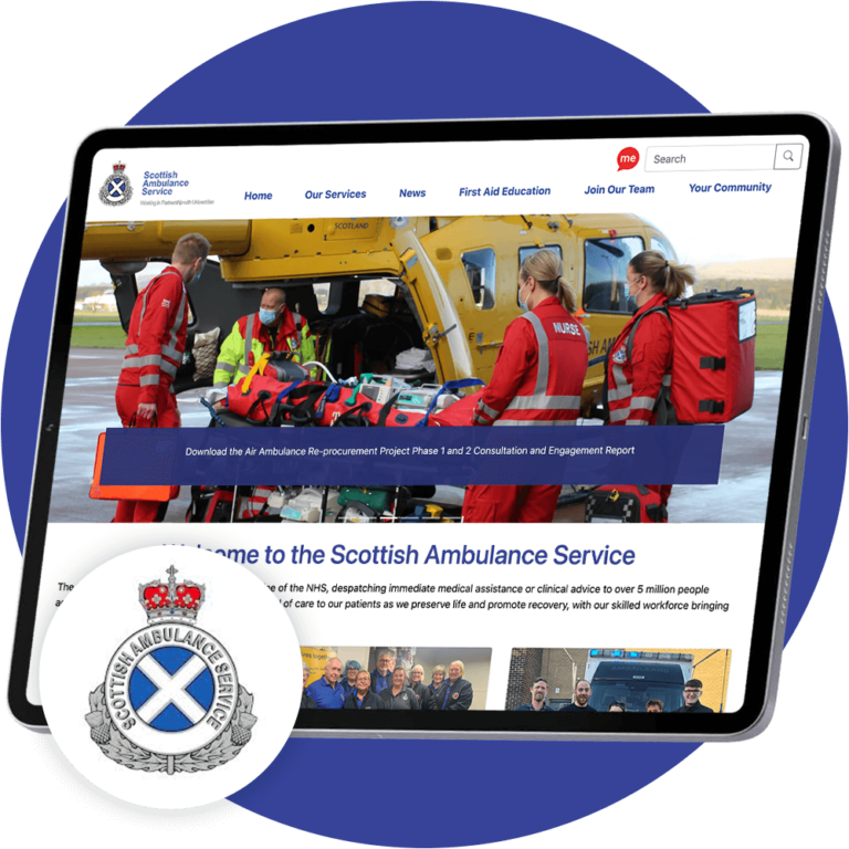 Mock-up of the Recite Me toolbar on the Scottish Ambulance Service website.