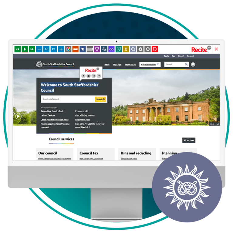 Image of the toolbar in use on the South Staffordshire District Council website