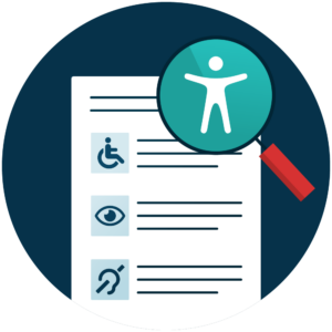 Icon of a VPAT document and a magnifying glass