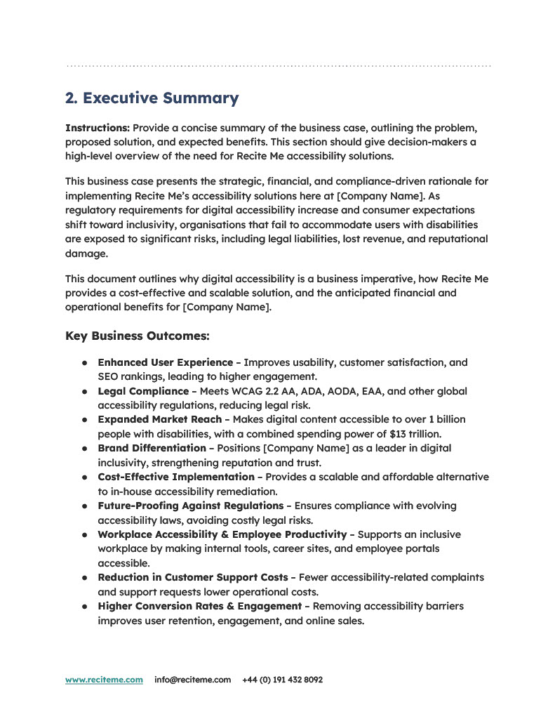 Accessibility Business Case Page 2