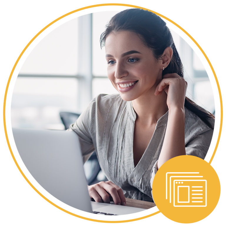 woman using laptop