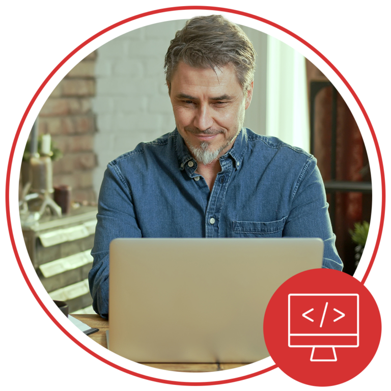 man using laptop