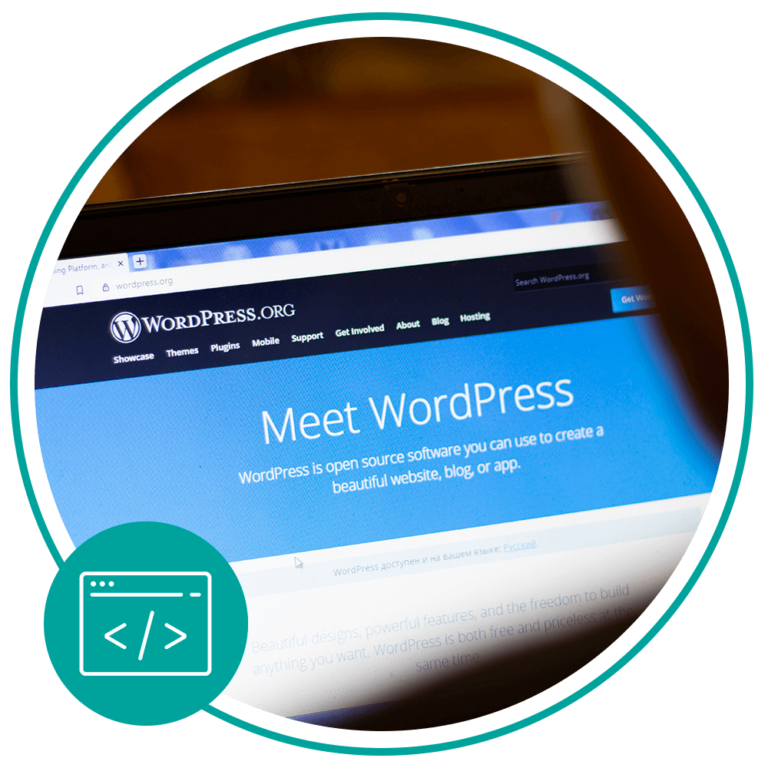 computer screen with wordpress website on