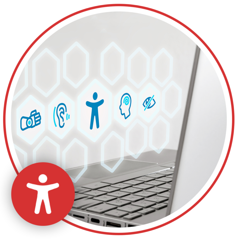 laptop screen with accessibility icons