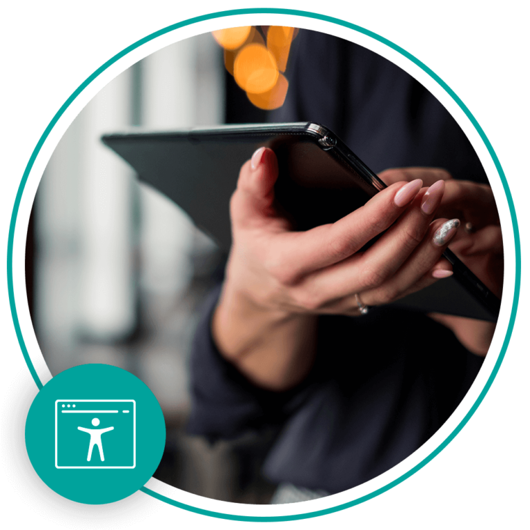 person holding tablet device
