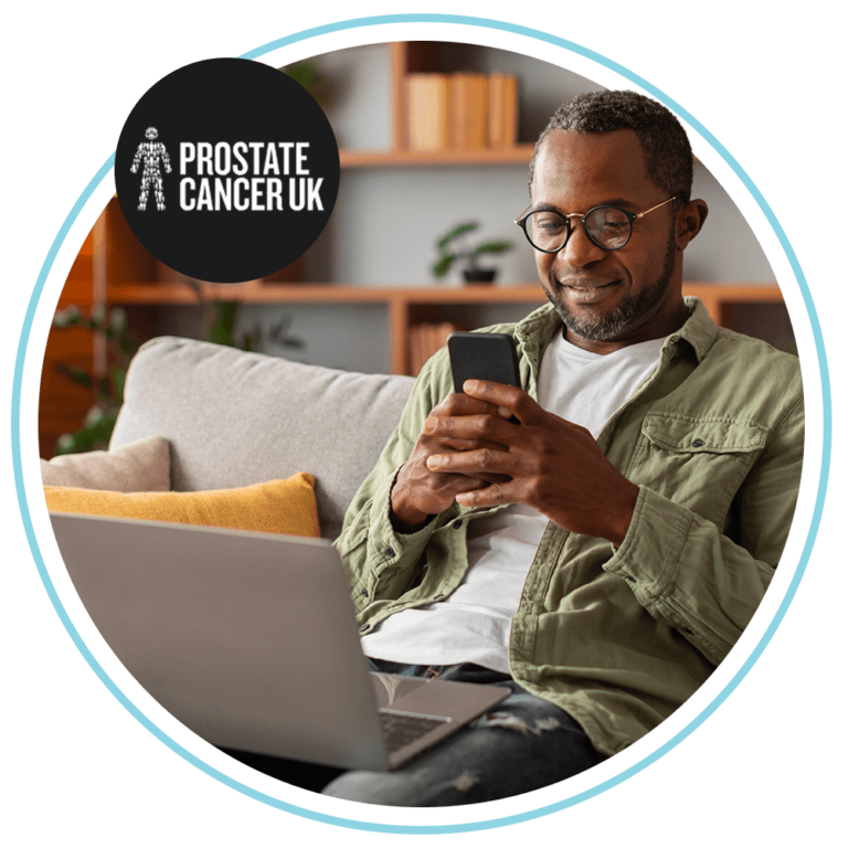 Header image shows someone sat on a sofa using a mobile phone with a laptop on knee.