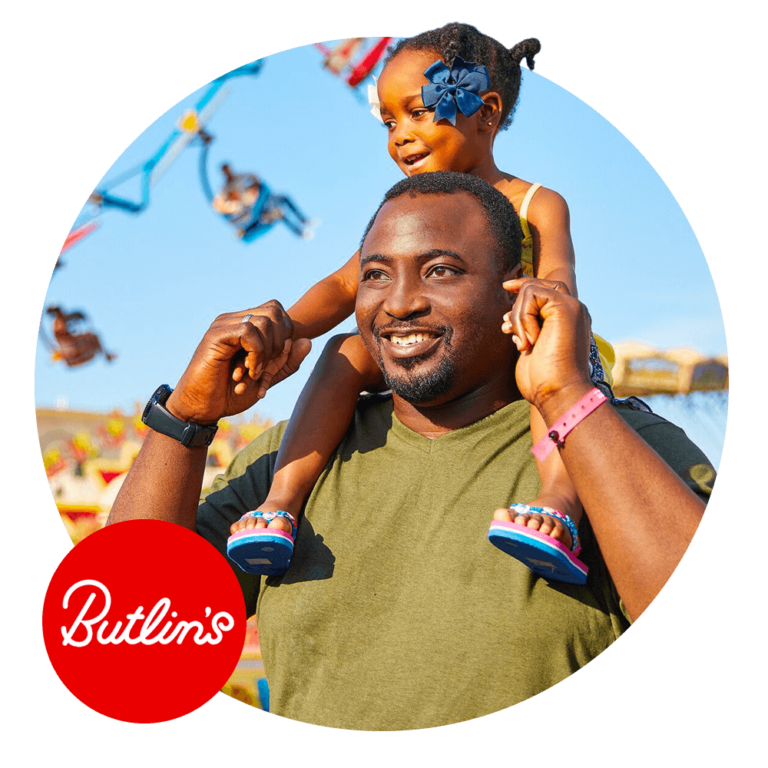 Mock up of a person with a child on their shoulders