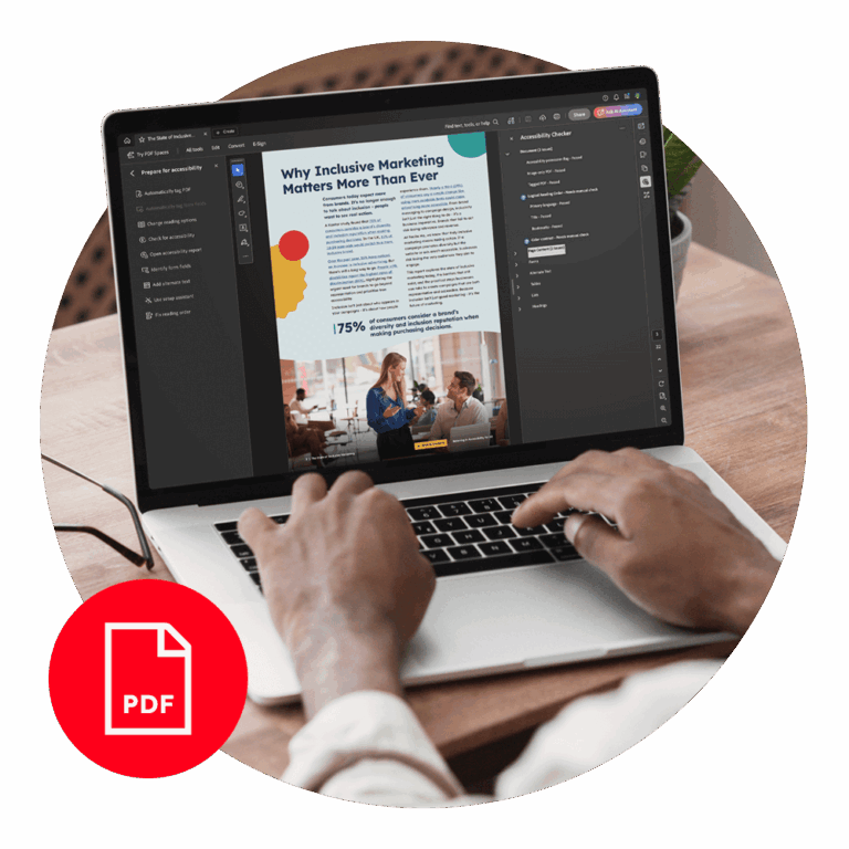 someone looking at a PDF file on a laptop