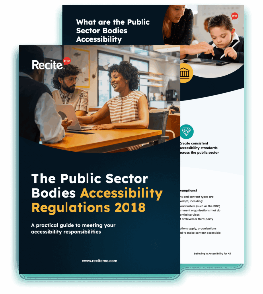 Mockup of the front cover of the Public Sector Law Guide by Recite Me