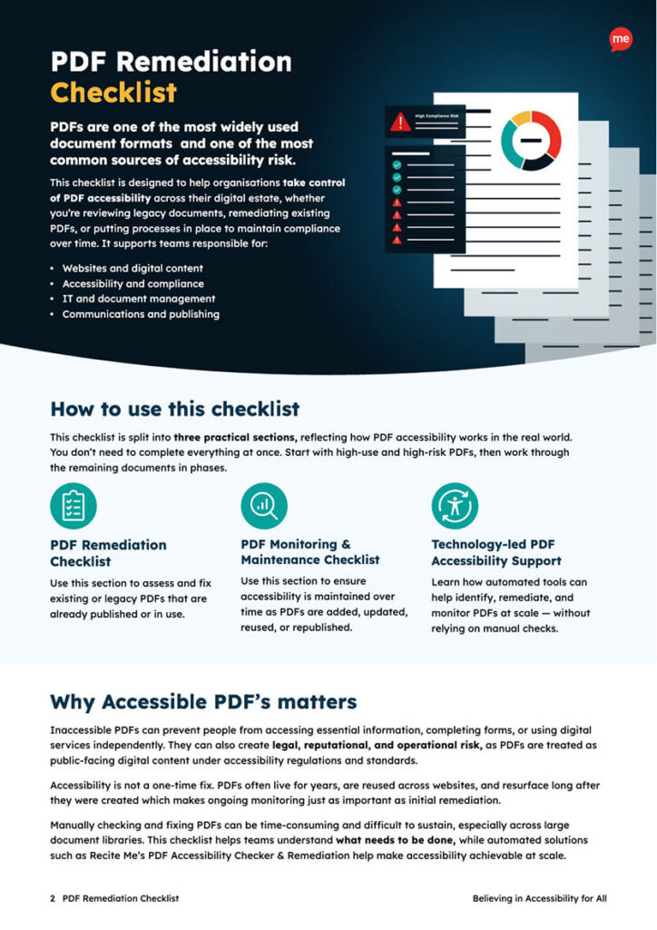Page 2 of the PDF Remediation Checklist