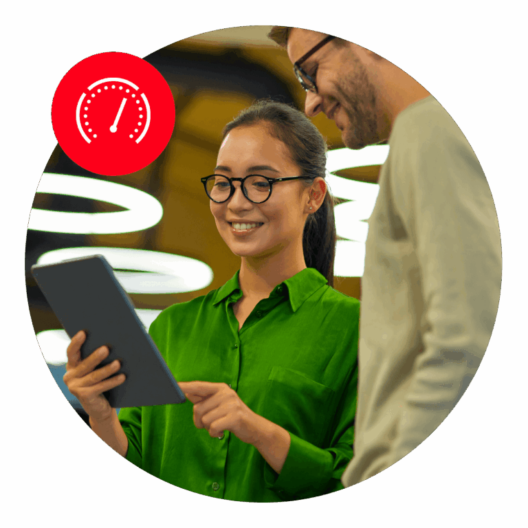 two people sharing an ipad