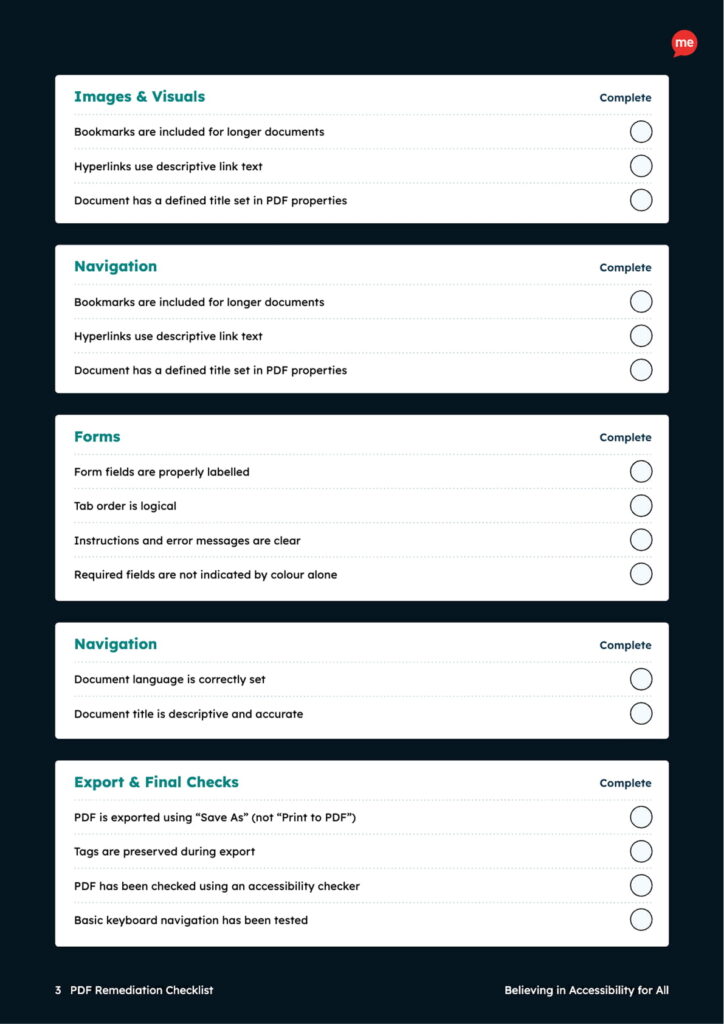 Creating an Accessible PDF Checklist Page 3