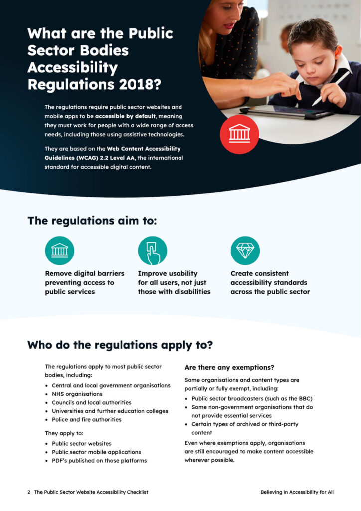 Page 2 of the Public Sector Website Accessibility Checklist