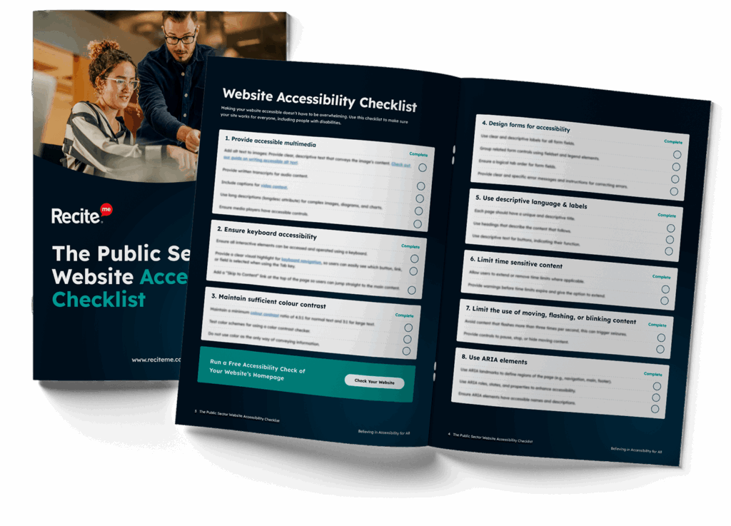Interior View and Mockup of the Public Sector Website Acccessibility Checklist