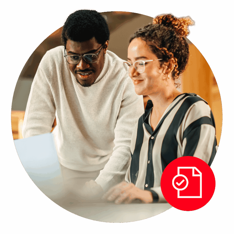 two people working together