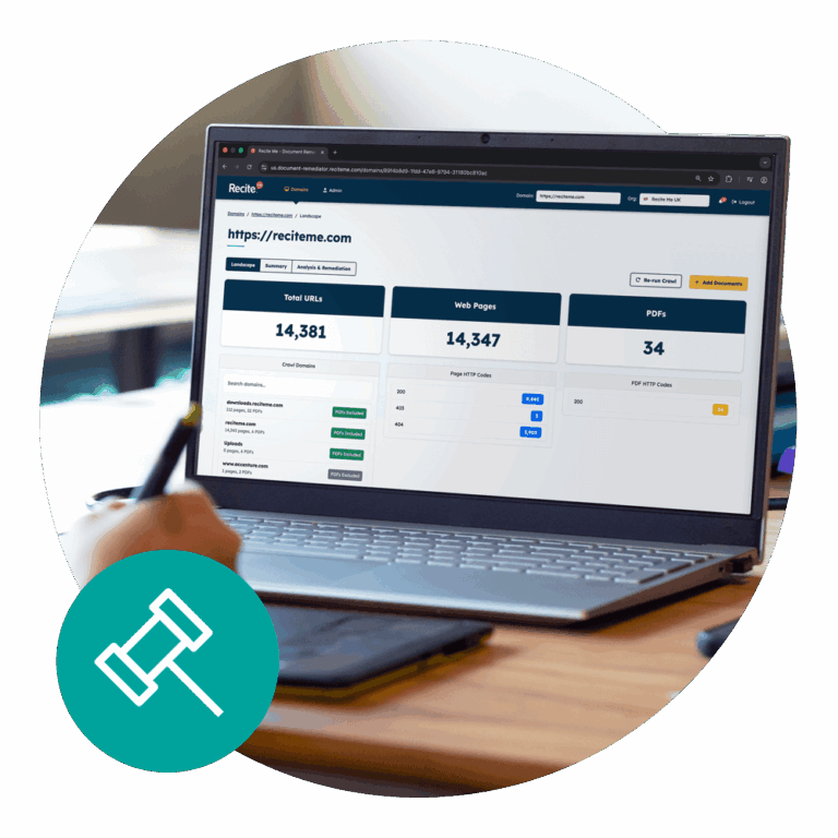 laptop screen with the Recite Me PDF Accessibility Checker
