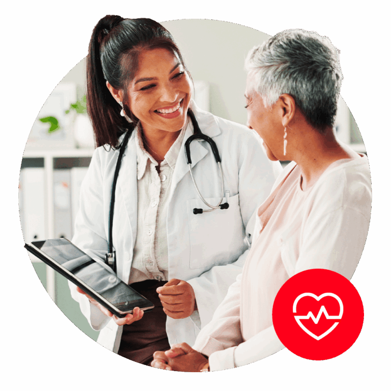 two doctors sharing an ipad and working together