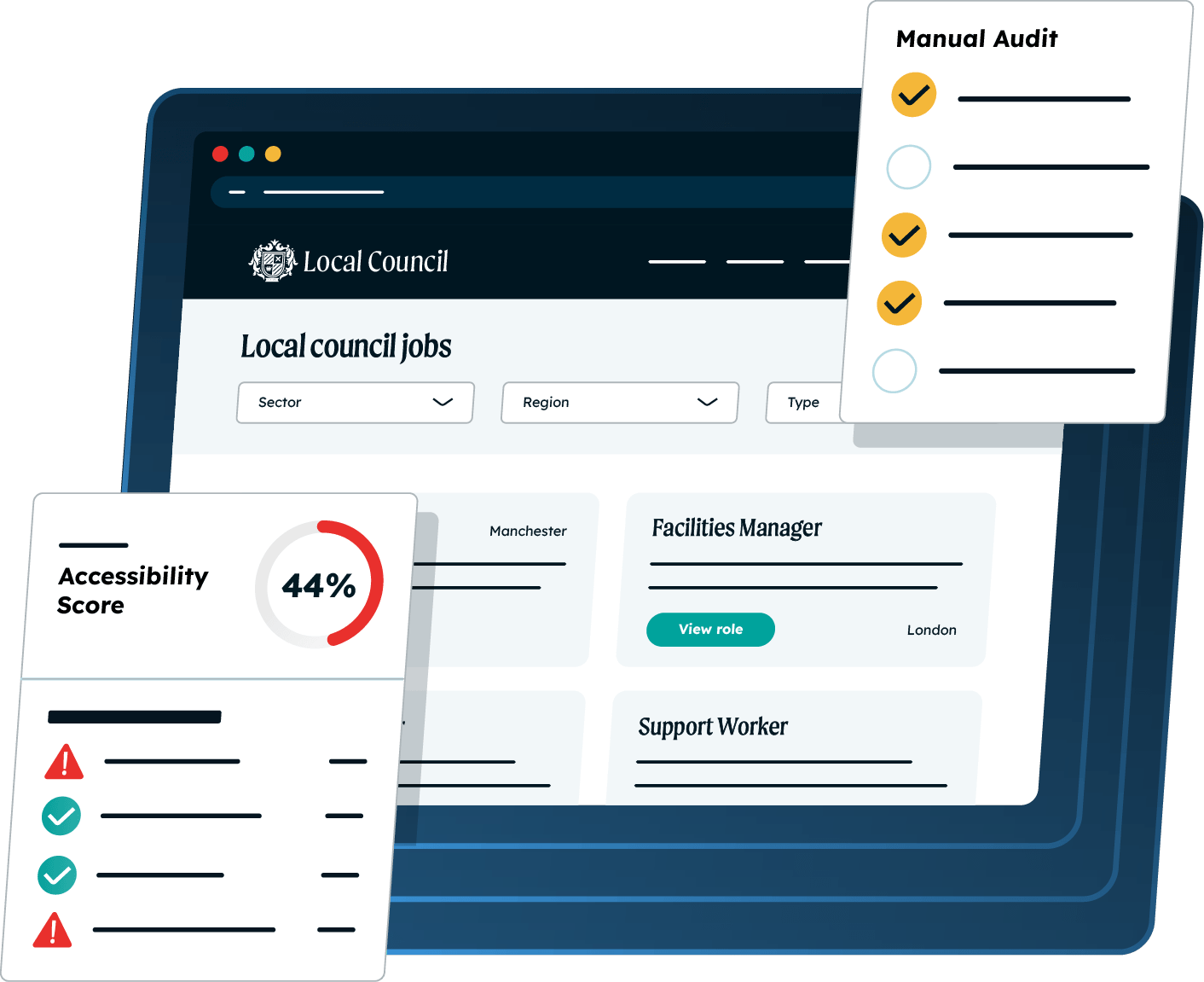 Government website jobs page with an audit and checklist