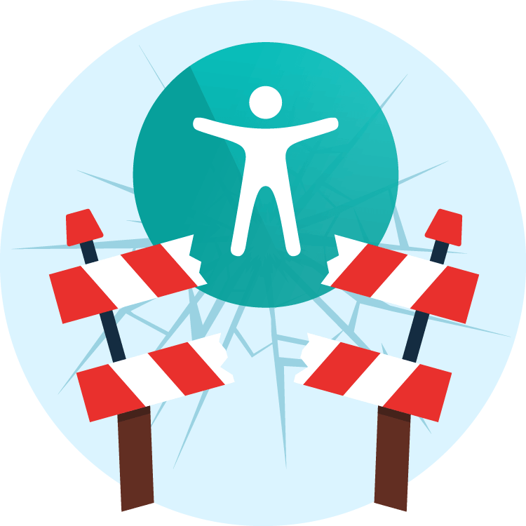 Breaking down barriers of inclusion icon