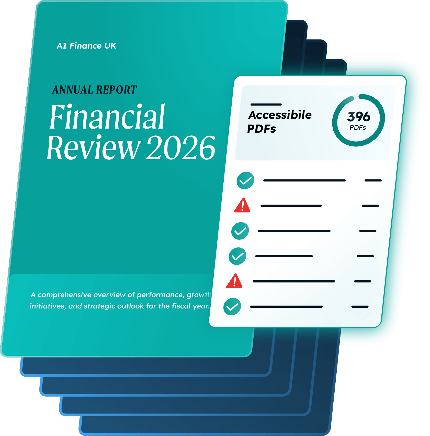 Financial document with the number of accessible pdfs in an overlay