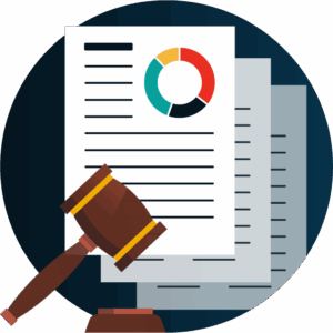 3 PDF documents and a gavel icon
